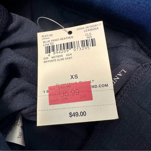 Lands End Women’s Sz XS (2-4) Navy Blue Midi A Line Knit Skirt Capsule Wardrobe - Picture 6 of 6